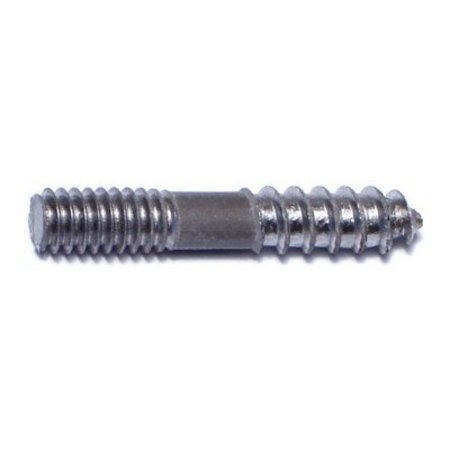 Midwest Fastener Hanger Bolt, 1/4 in Thread to 1/4"-20 Thread, 1 1/2 in, Steel, Plain Finish, 100 PK 08439